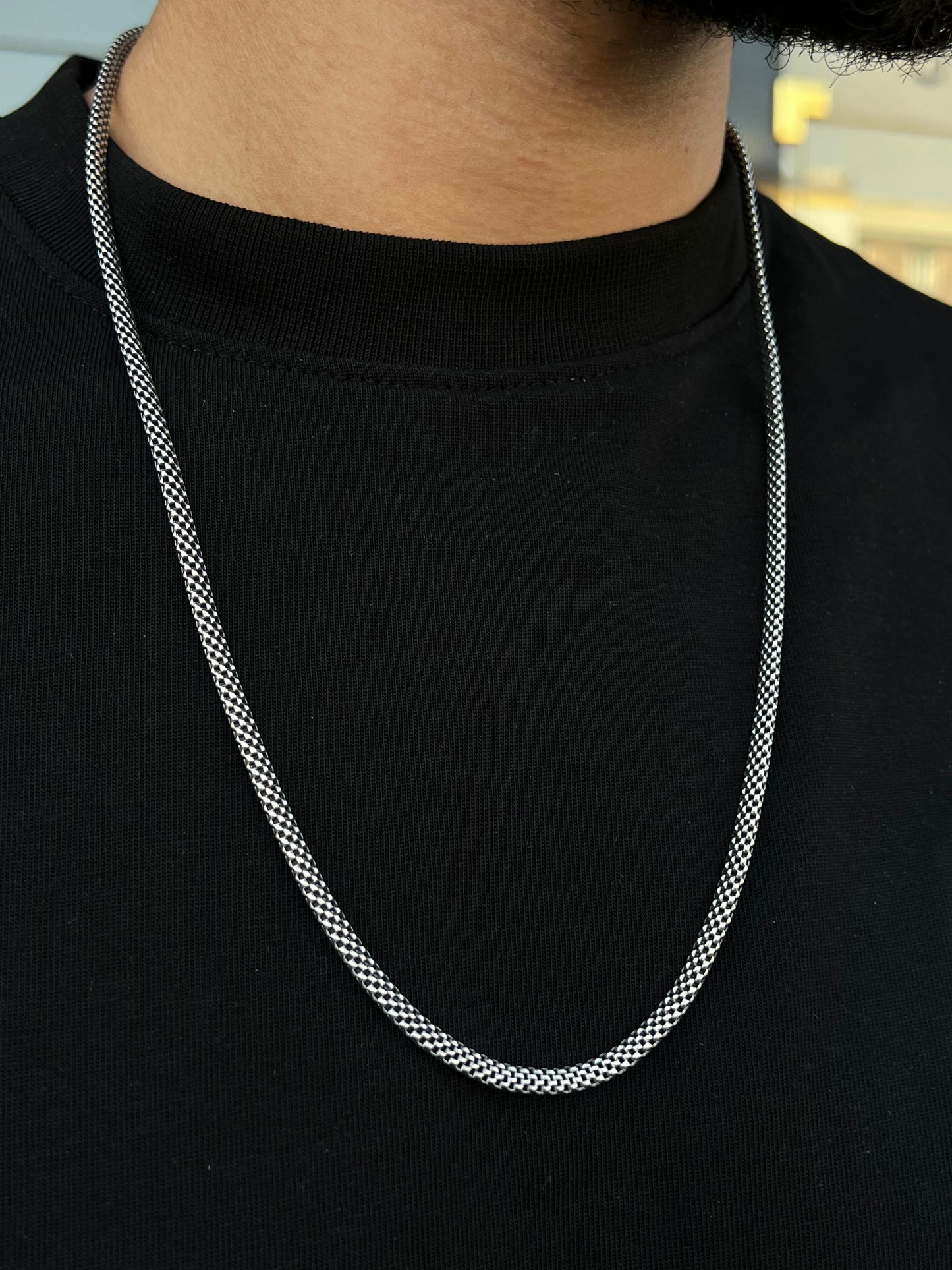 Oxidized Spiga Necklace For Men Sterling Silver - 925, 5mm-62cm