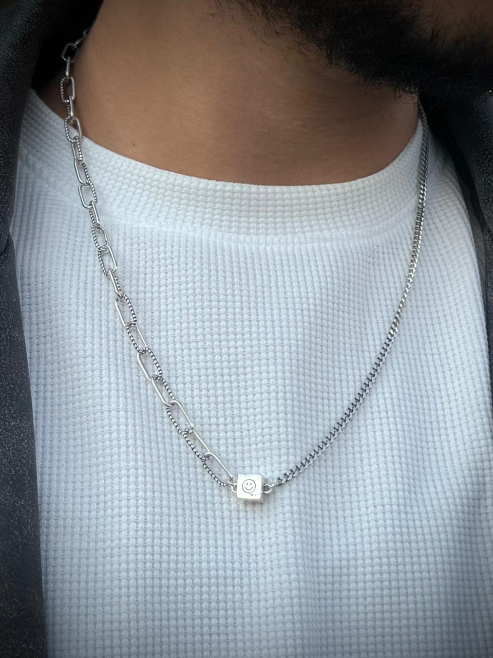 Hybrid Chain Necklace for Men's Sterling Silver 925s-(55cm)