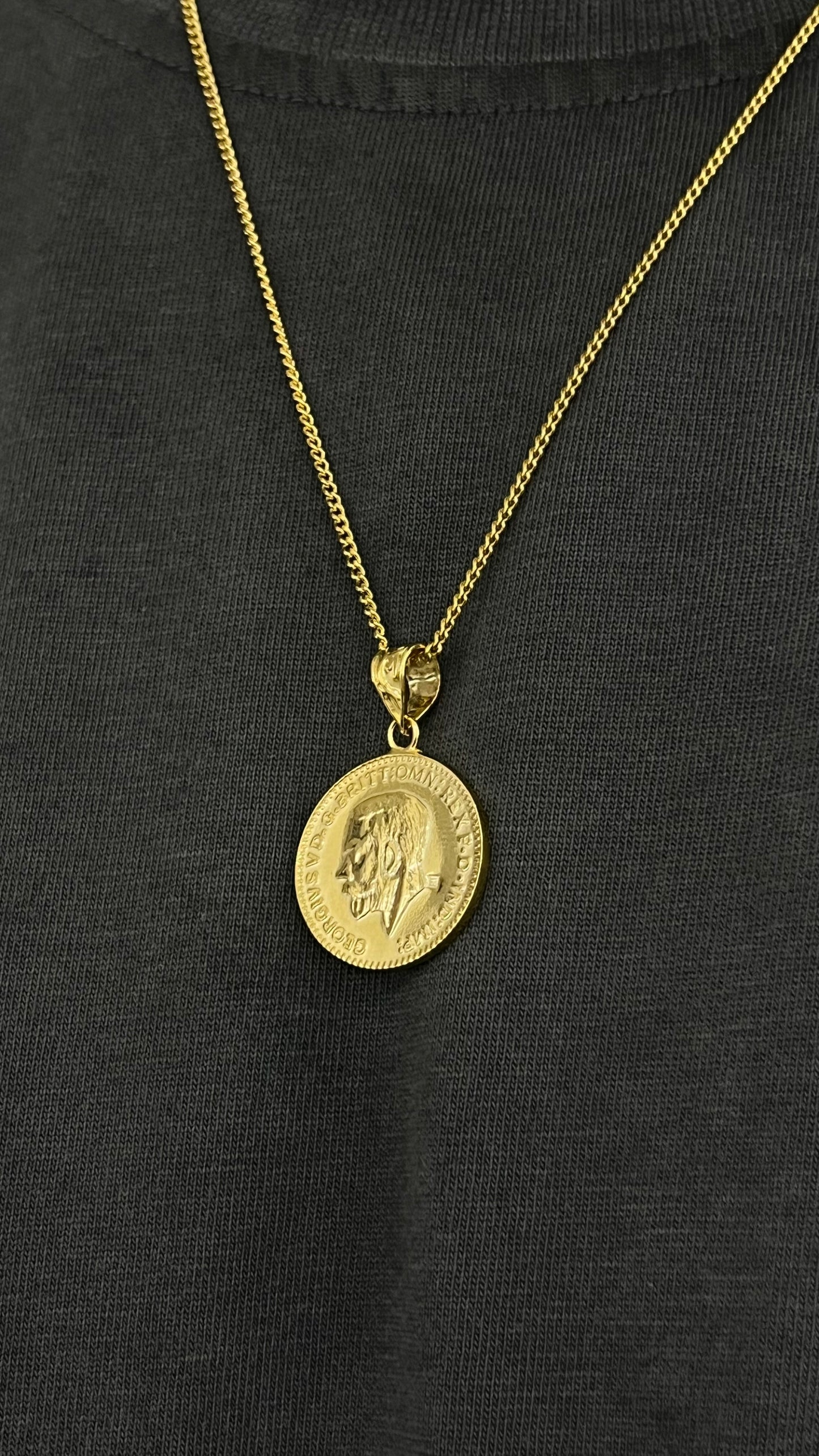 Gold Plated Coin Necklace for Men's Sterling Silver 925s