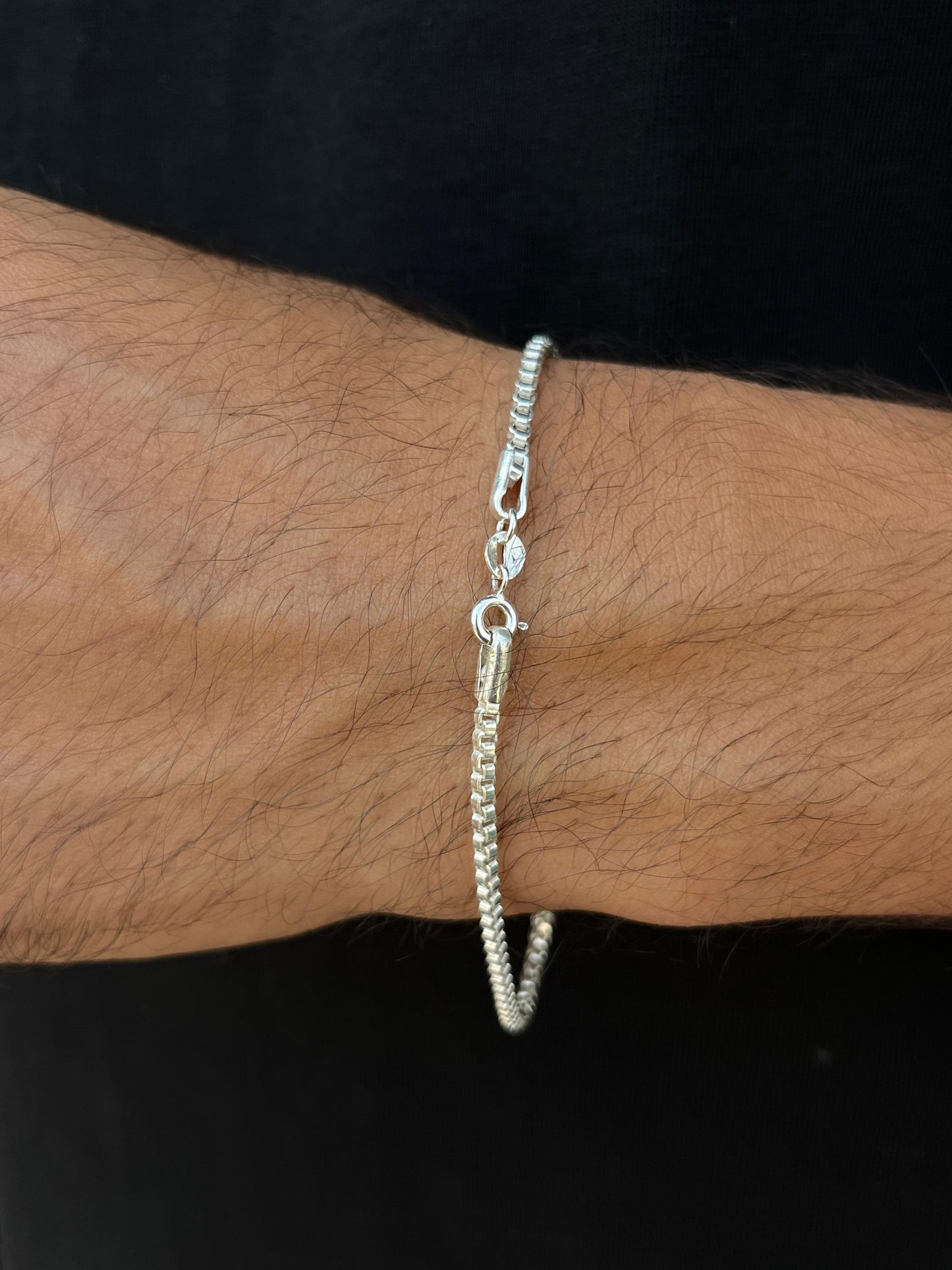 Box Bracelet for Men's Sterling Silver 925s-20cm