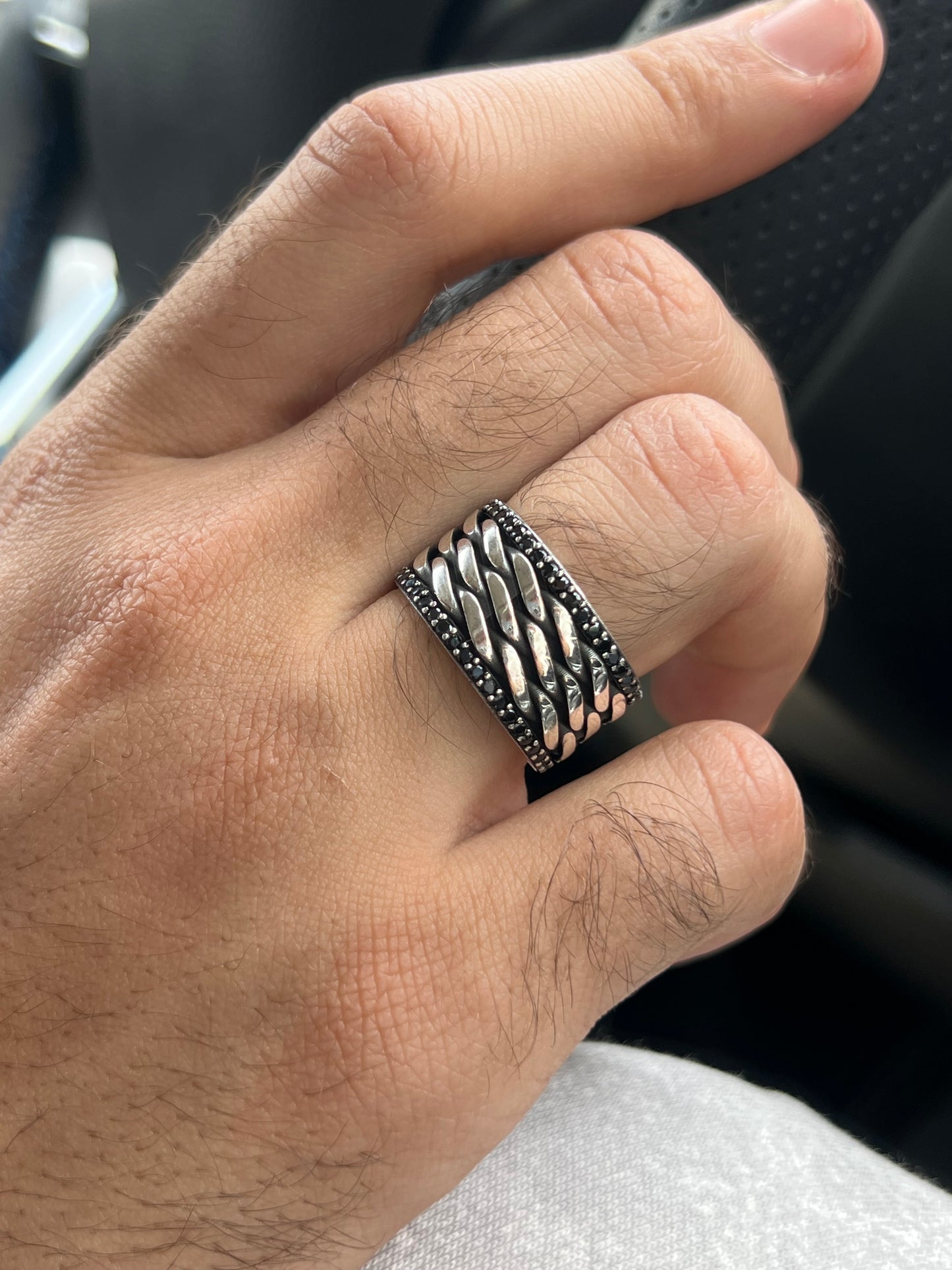 Zirconia Weave Engagement Ring in Sterling Silver 925s