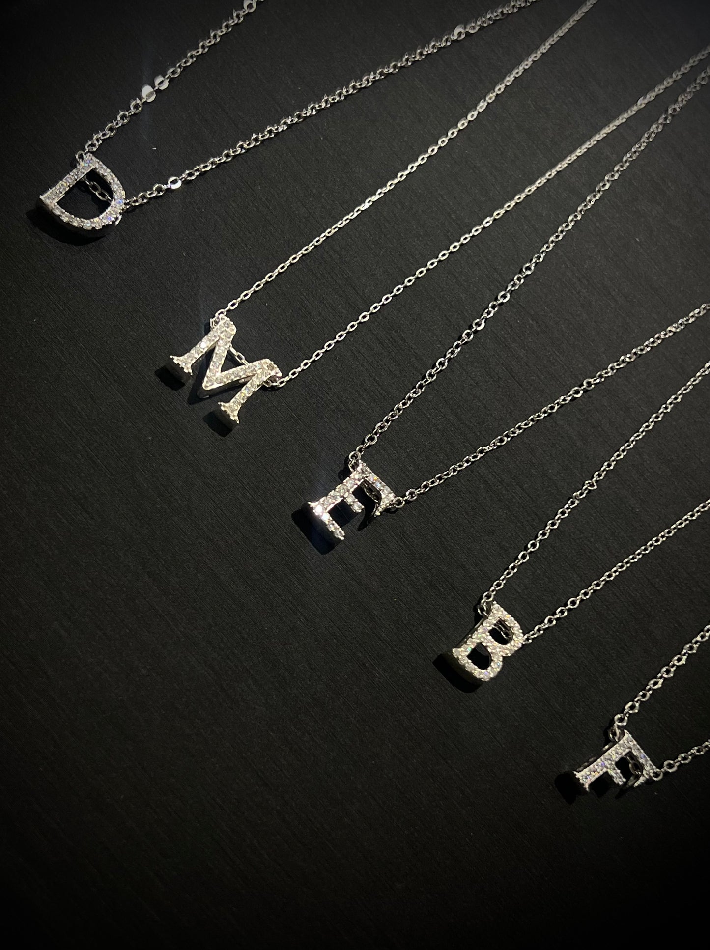 Sparkling Letter Necklace -pure Silver S925