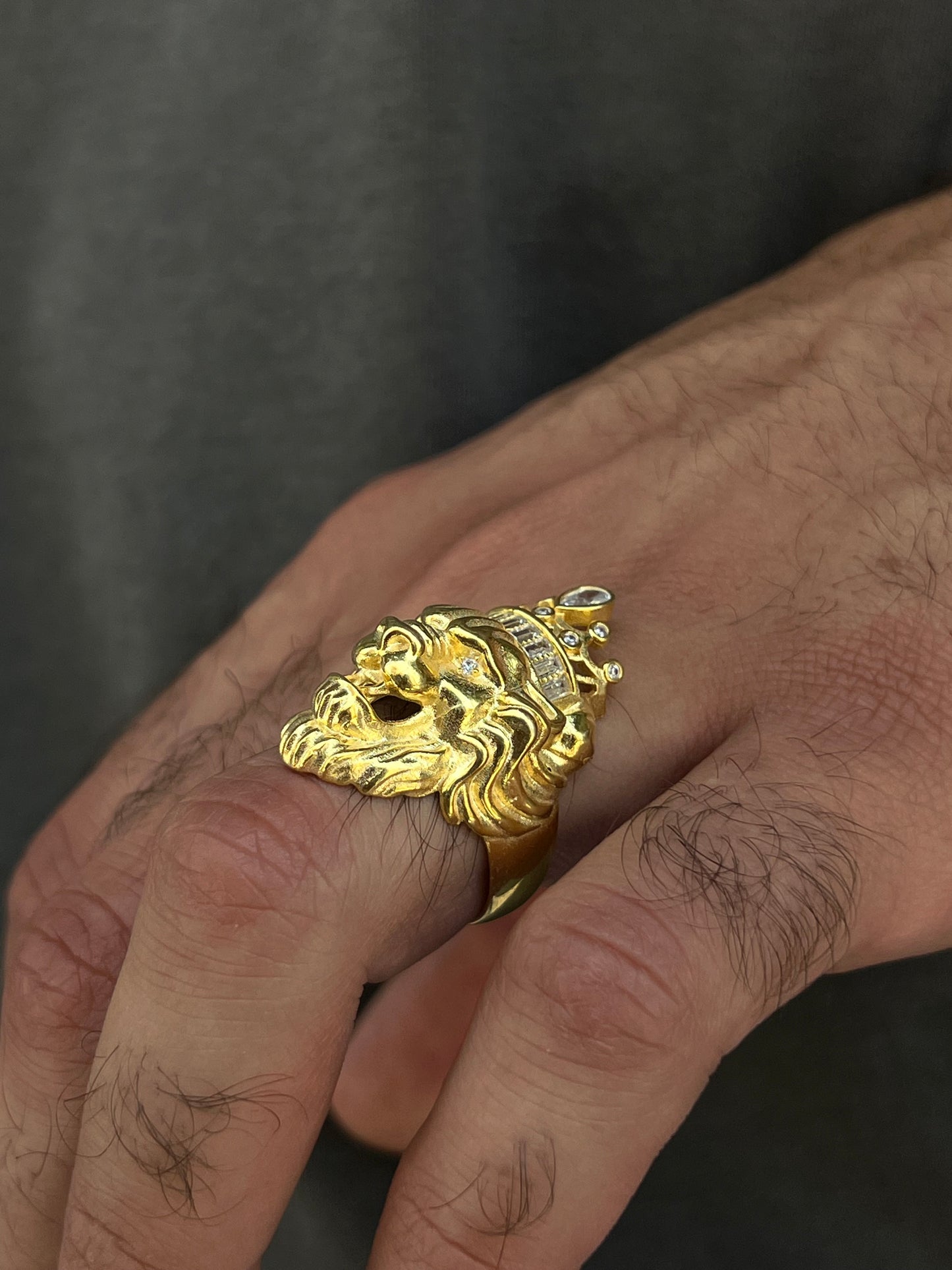 Gold plated Lion Ring-for Men's Sterling Silver 925s