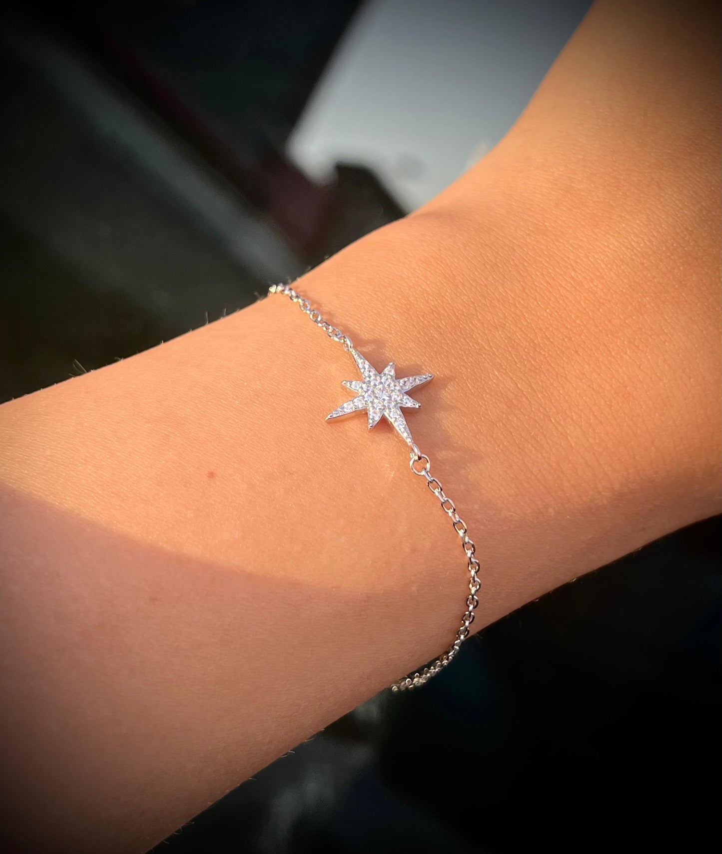 Sparkling Zirconia North Star Bracelet -in Sterling Silver -925