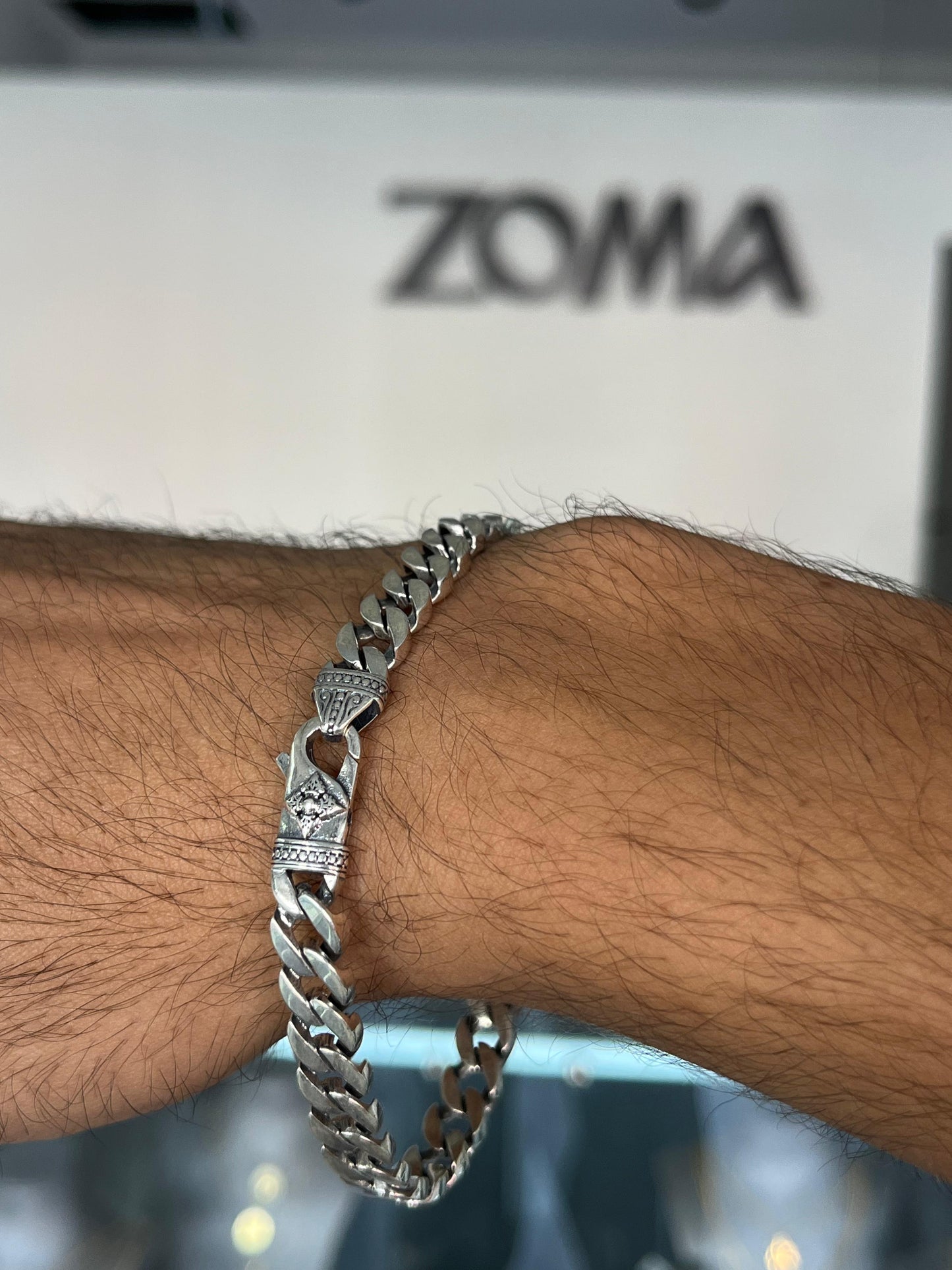 Thick Grommet Bracelet for Men's Sterling Silver 925s-21,5cm