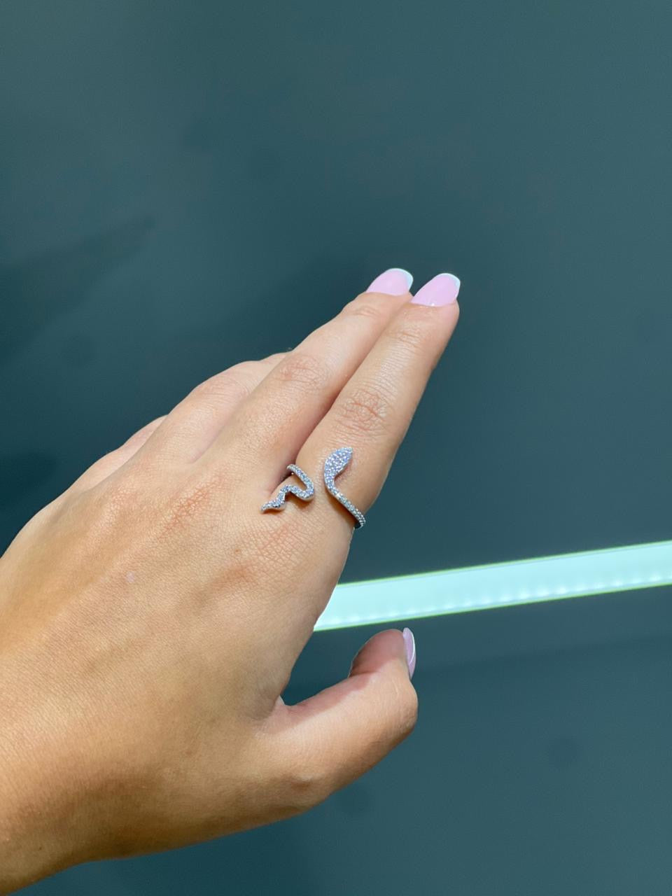 Snake Ring Zirconia in Sterling Silver -925