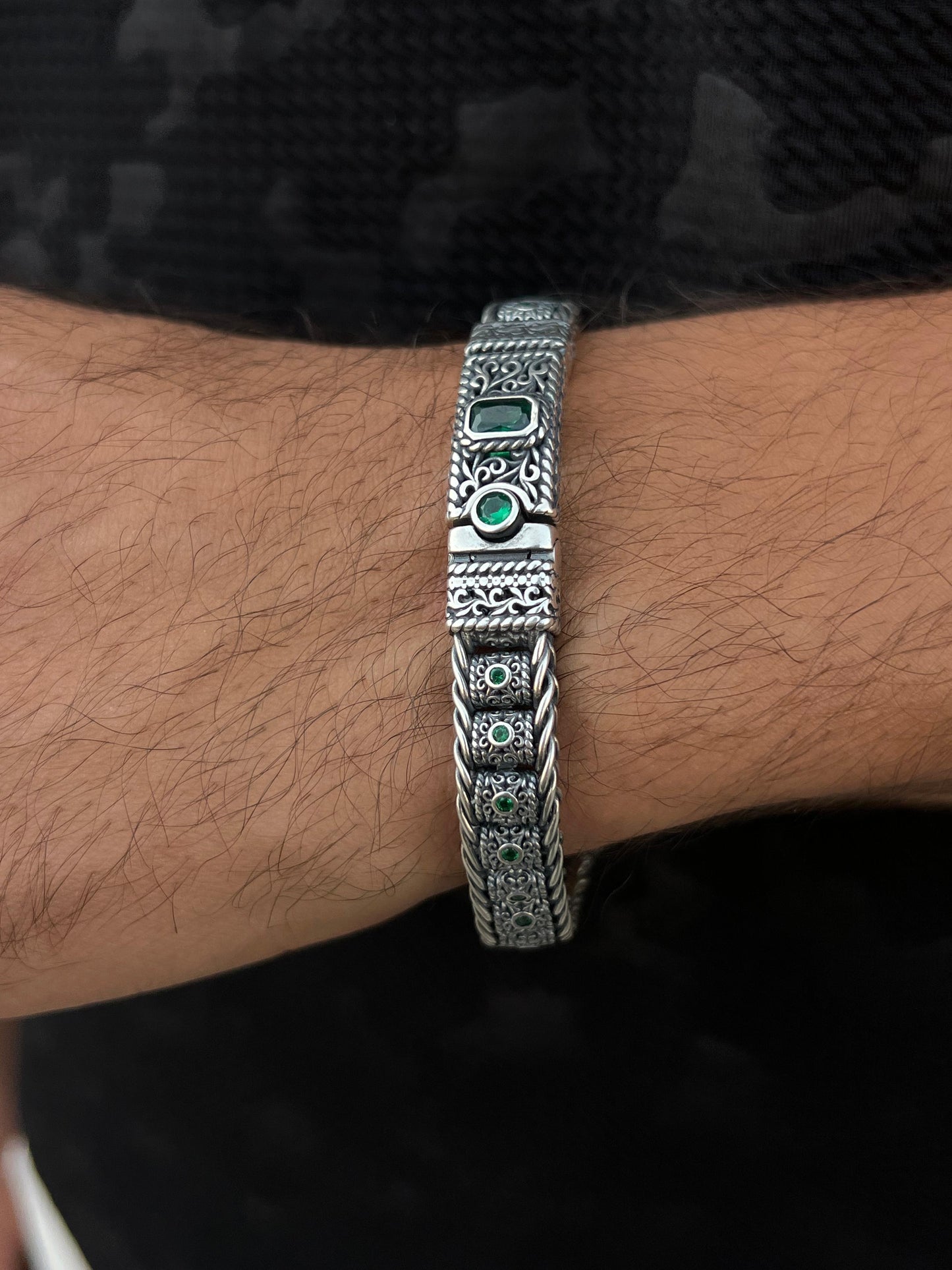 Zaro Engraved Bracelet for Men's Sterling Silver 925s-21cm