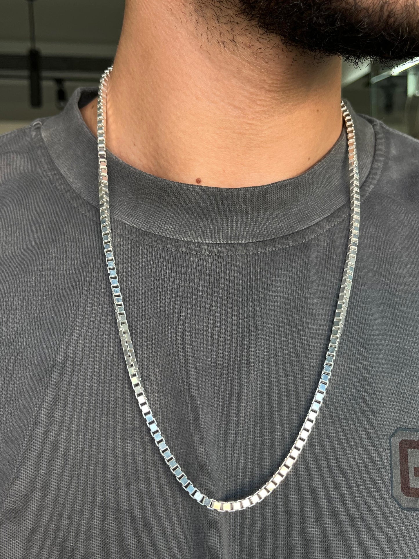 Box Chain For Men Sterling Silver - 925- 3 Sizes