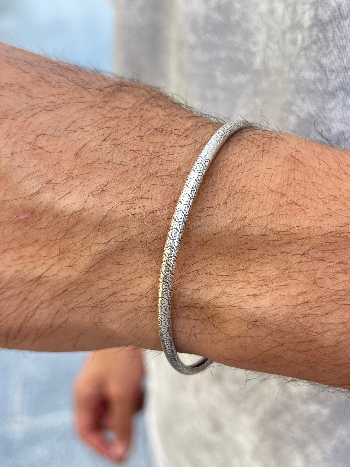 Hexagon S925 Sterling Silver bangle for men