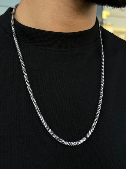 Oxidized Spiga Necklace For Men Sterling Silver - 925, 5mm-62cm