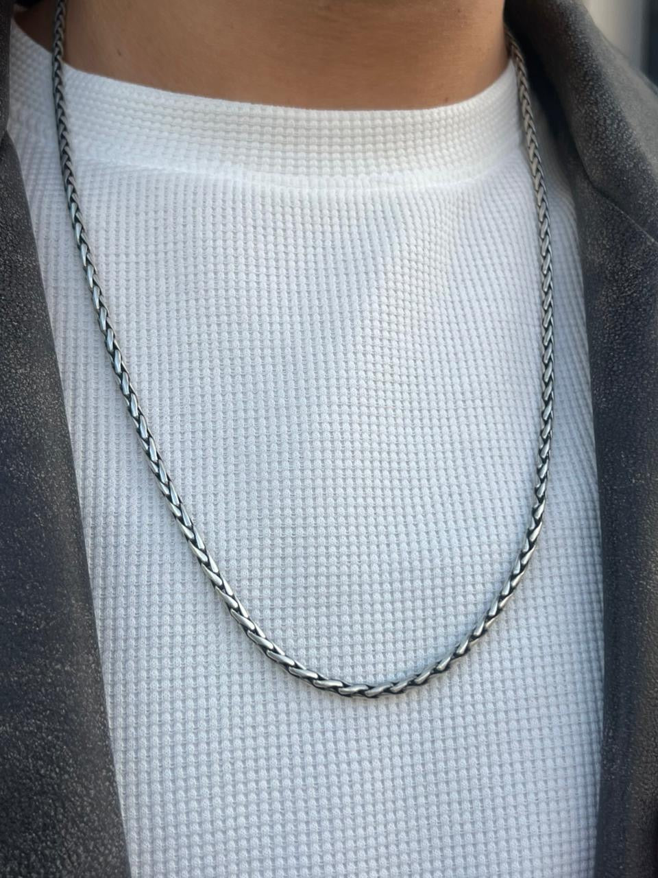 Polished Valor Necklace For Men Sterling Silver925-(65cm-4mm)