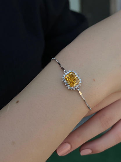 Yellow Zirconia Bracelet -in Sterling Silver -925