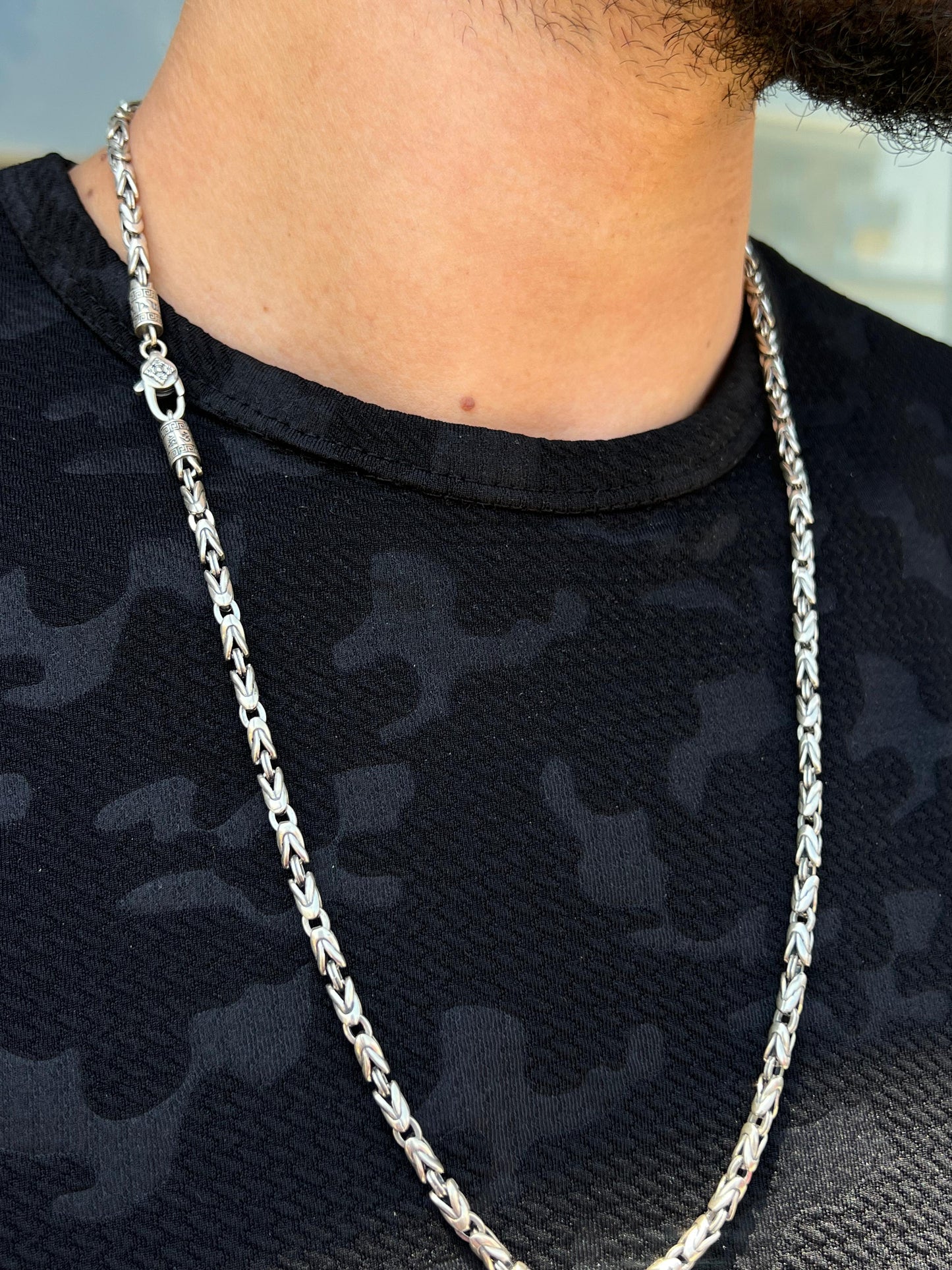 Round king Necklace For Men Sterling Silver - 925