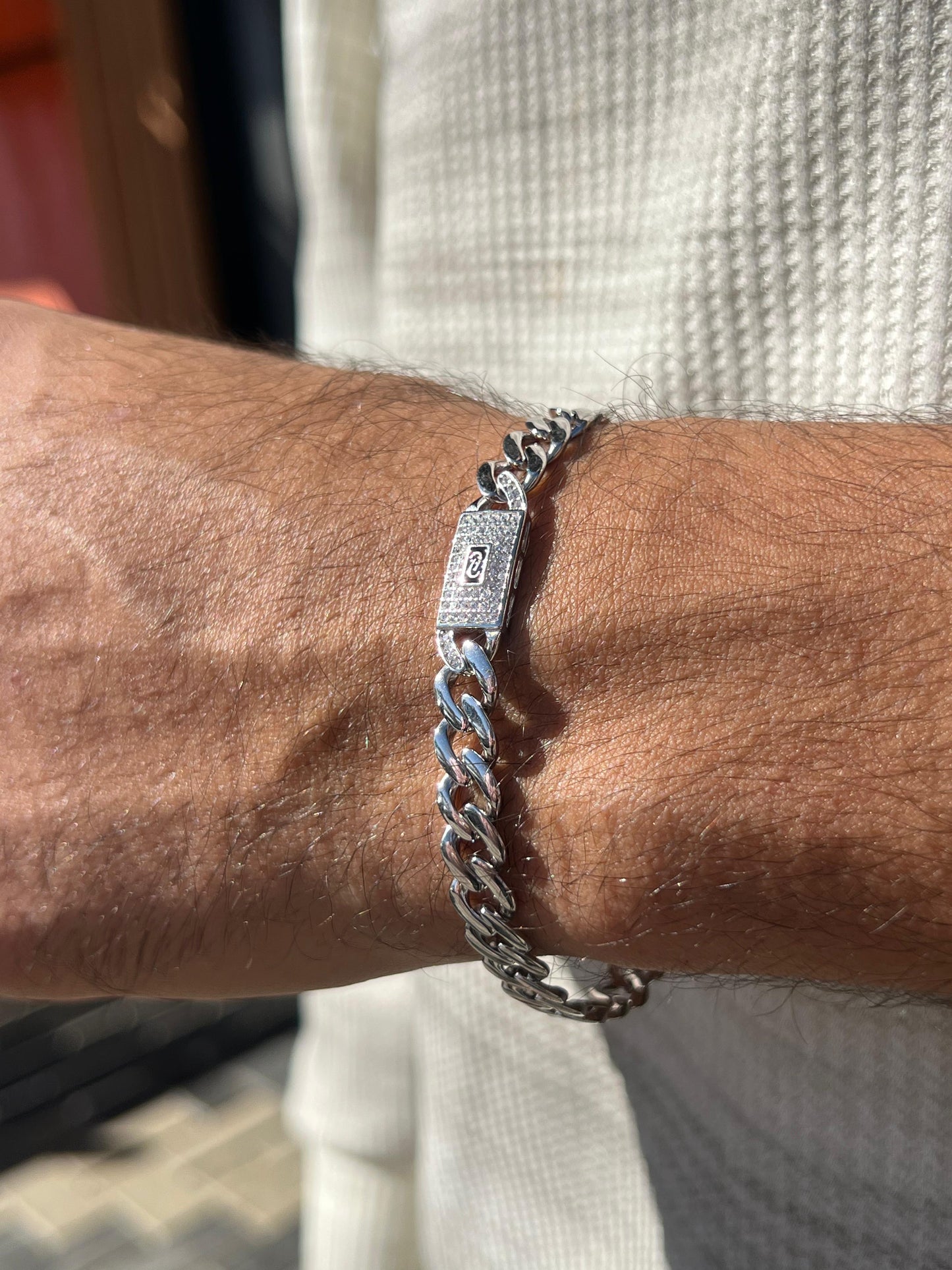 Iced Monaco chain Bracelet for Men's Sterling Silver 925s