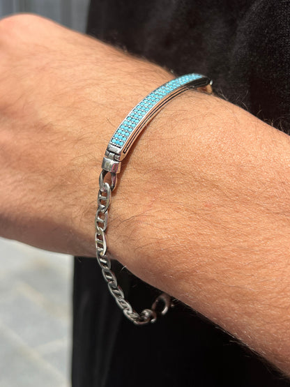 Turquoise Touch bracelet for men silver 925s