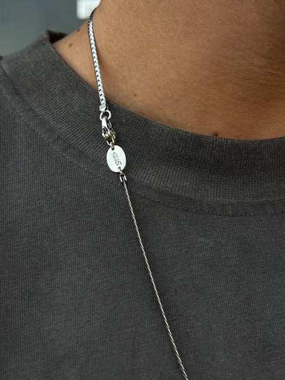 Blocked Grommet Necklace For Men Sterling Silver 925- (64cm,3mm)