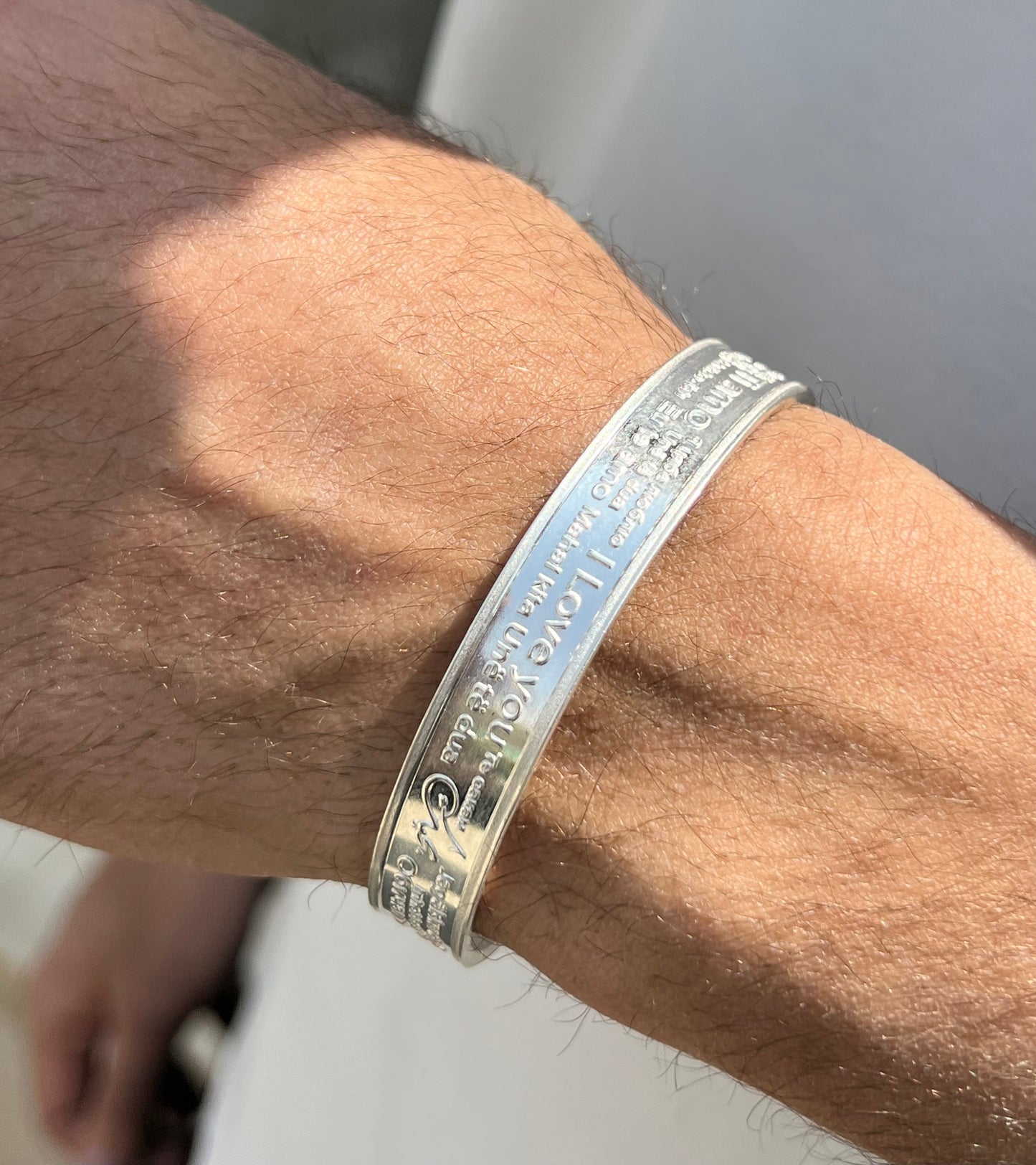 BTC Pure 999 Fine Silver - 1 Ounce - “I LOVE YOU” 100 Languages Bangle for Men