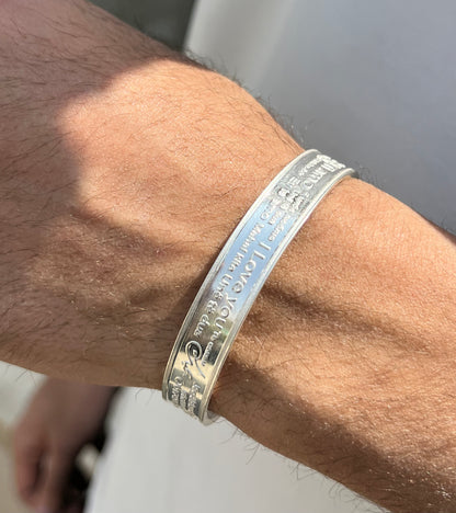 BTC Pure 999 Fine Silver - 1 Ounce - “I LOVE YOU” 100 Languages Bangle for Men