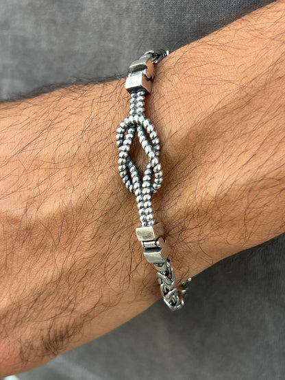 Knot✖️king bracelet-for Men's Sterling Silver 925s (20cm-4mm)