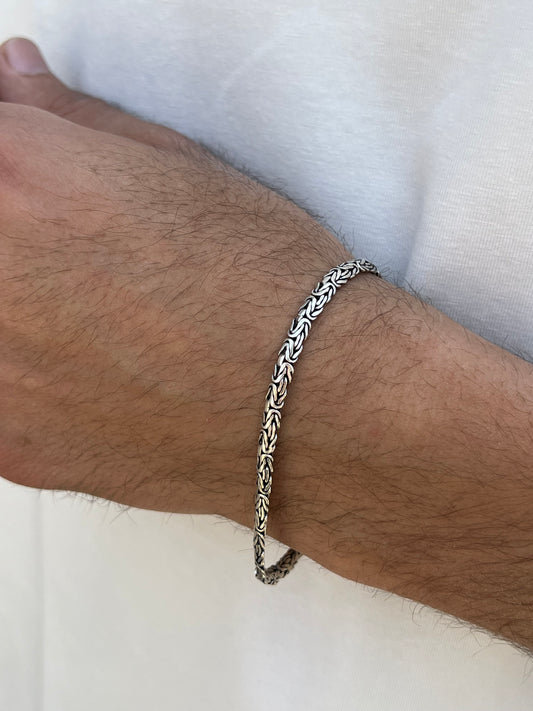 Flat King Bracelet for Men Sterling Silver 925s