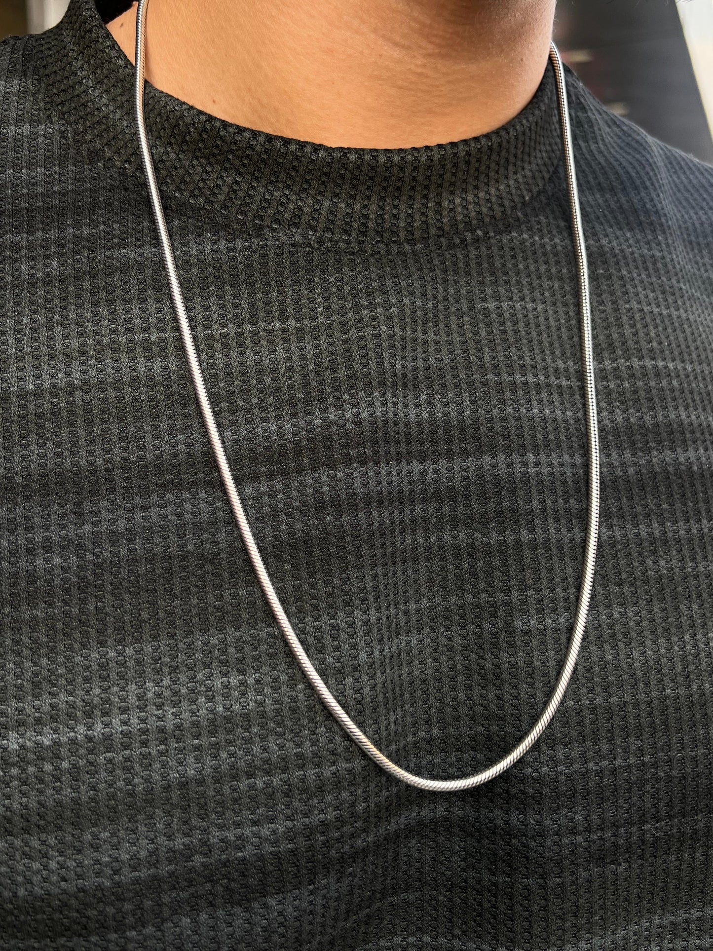 Sleek Rattail Necklace For Men Sterling Silver925-(68cm-4mm)