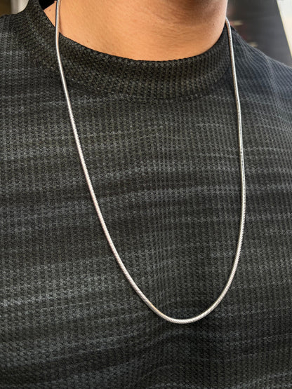 Sleek Rattail Necklace For Men Sterling Silver925-(68cm-4mm)