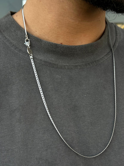 Blocked Grommet Necklace For Men Sterling Silver 925- (64cm,3mm)