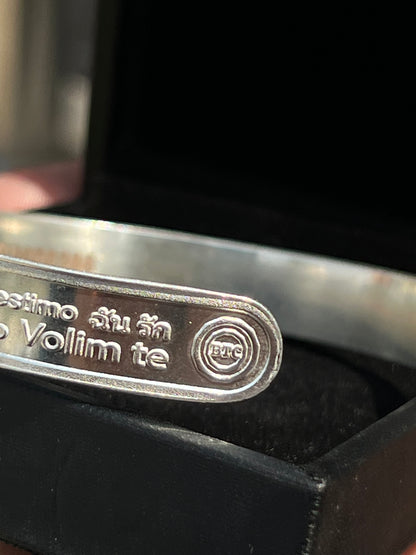 BTC Pure 999 Fine Silver - 1 Ounce - “I LOVE YOU” 100 Languages Bangle for Men