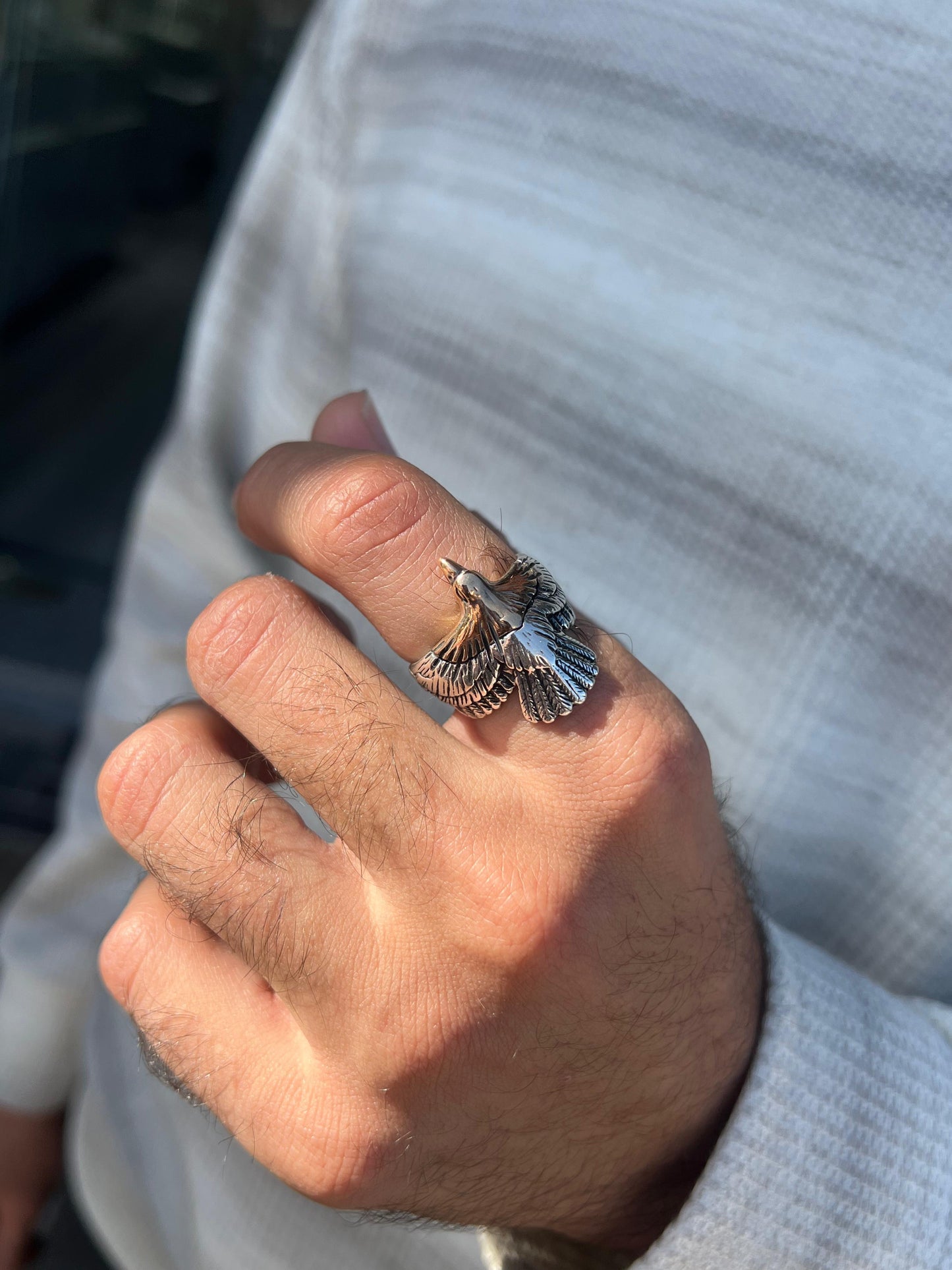 Gold Falcon Ring-Free Size -Sterling Silver 925s