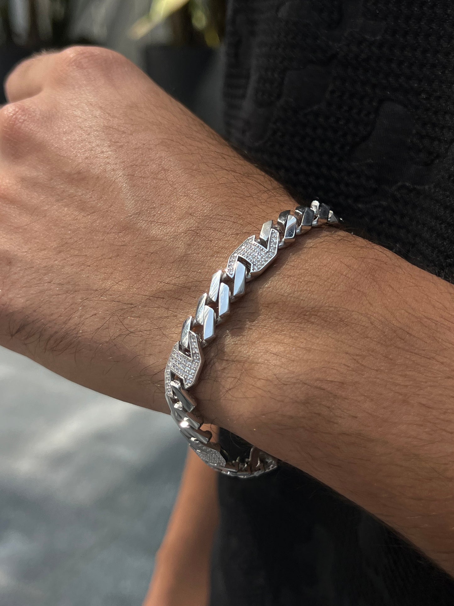 Sleek Iced Gangster Chain -Bracelet S925 Sterling Silver for men