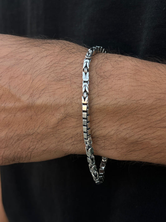 King+Box Bracelet for Men's Sterling Silver 925s-21.5cm