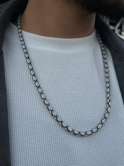 Heavy Chevron Chain for Men's Sterling Silver 925s-(60cm-5mm)