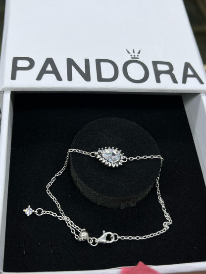 Sparkling Pear Halo Chain Bracelet