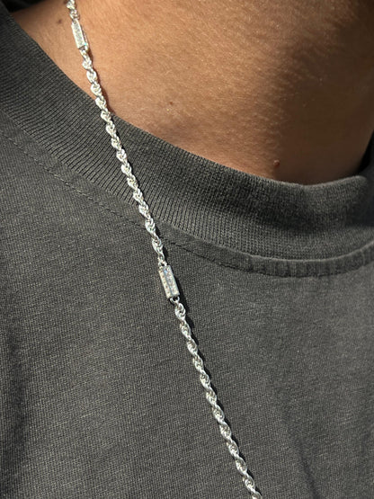 Twisted iced Necklace For Men Sterling Silver925-(64cm)