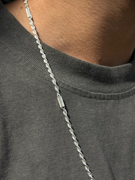 Twisted iced Necklace For Men Sterling Silver925-(64cm)