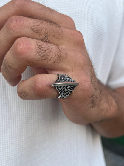 Predator Engraved Ring -Sterling Silver 925s