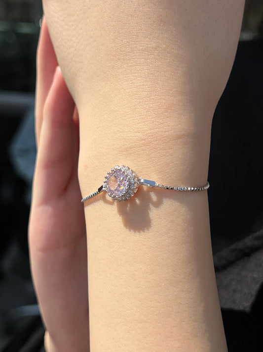 pink Zirconia Bracelet -in Sterling Silver -925