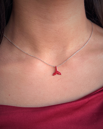 Red Mermaid Tail Necklace S925