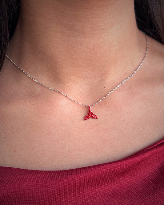Red Mermaid Tail Necklace S925
