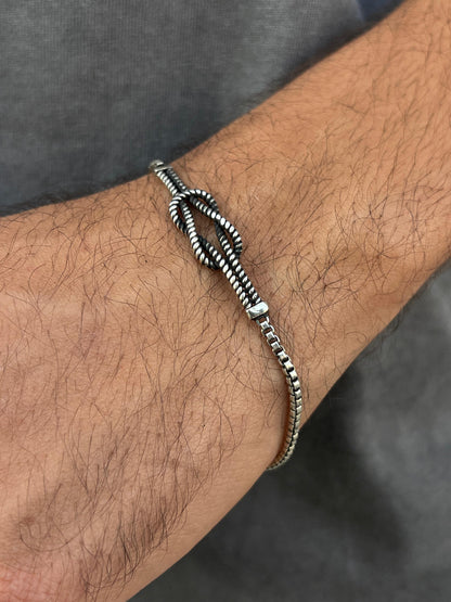 Knot✖️Box bracelet-for Men's Sterling Silver 925s (20cm-3mm)