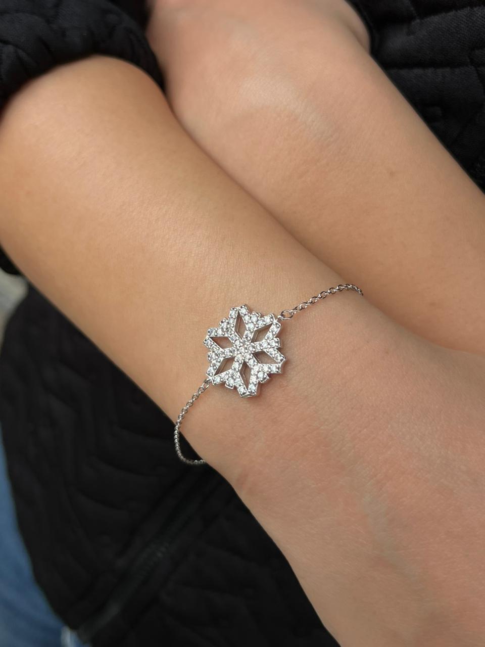 Large Ice Flake Zirconia Bracelet -in Sterling Silver -925