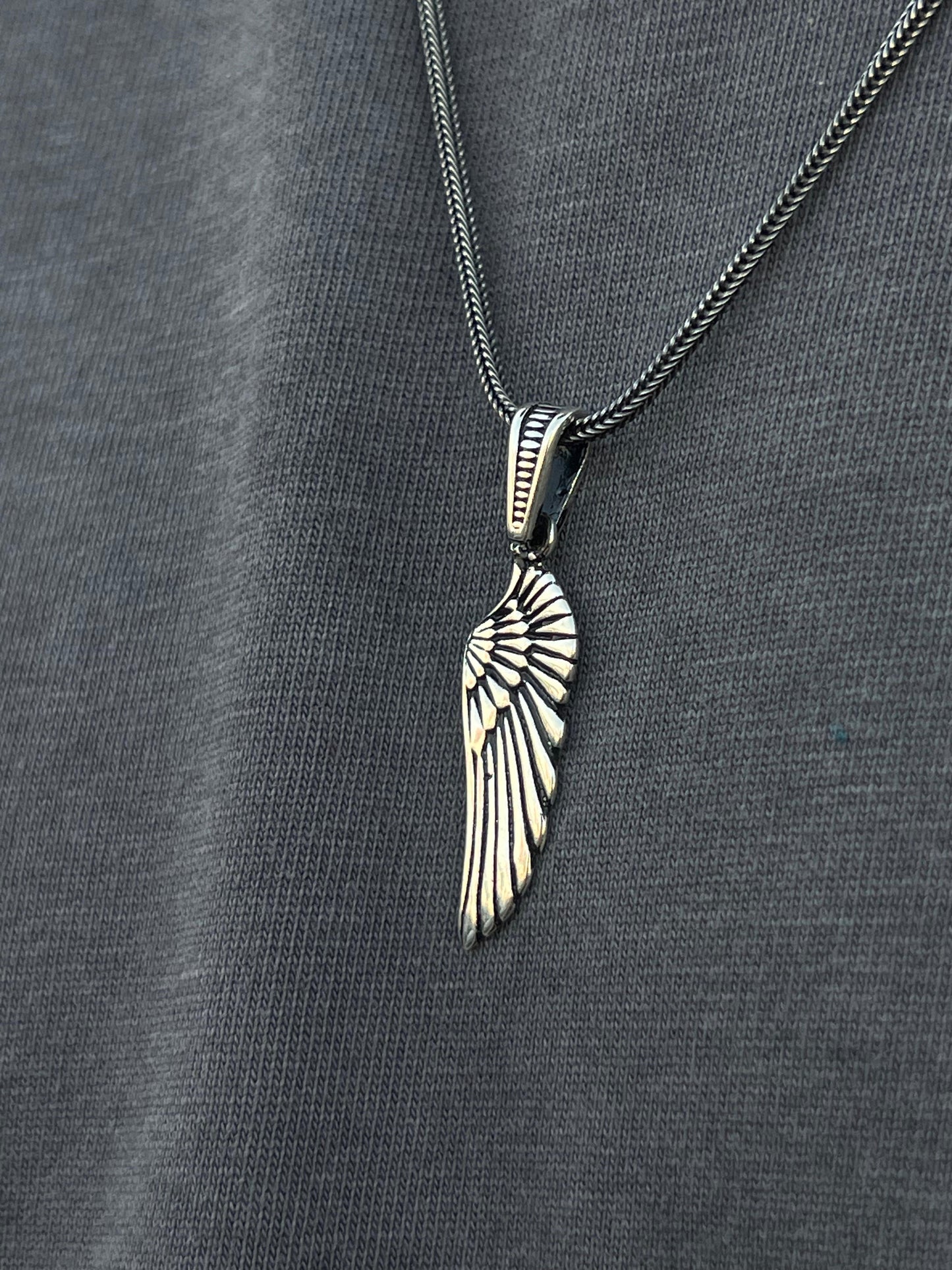 Oxidized Wing Necklace for Men's Sterling Silver 925s