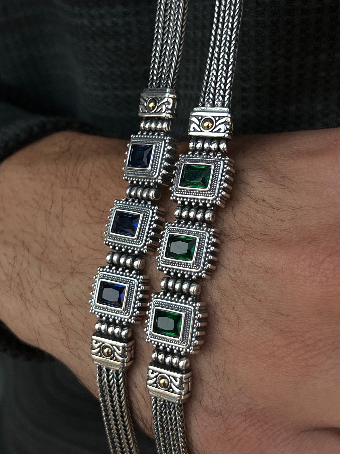 Phantom Trio Bracelet for Men's Sterling Silver 925s-(21cm-8mm)