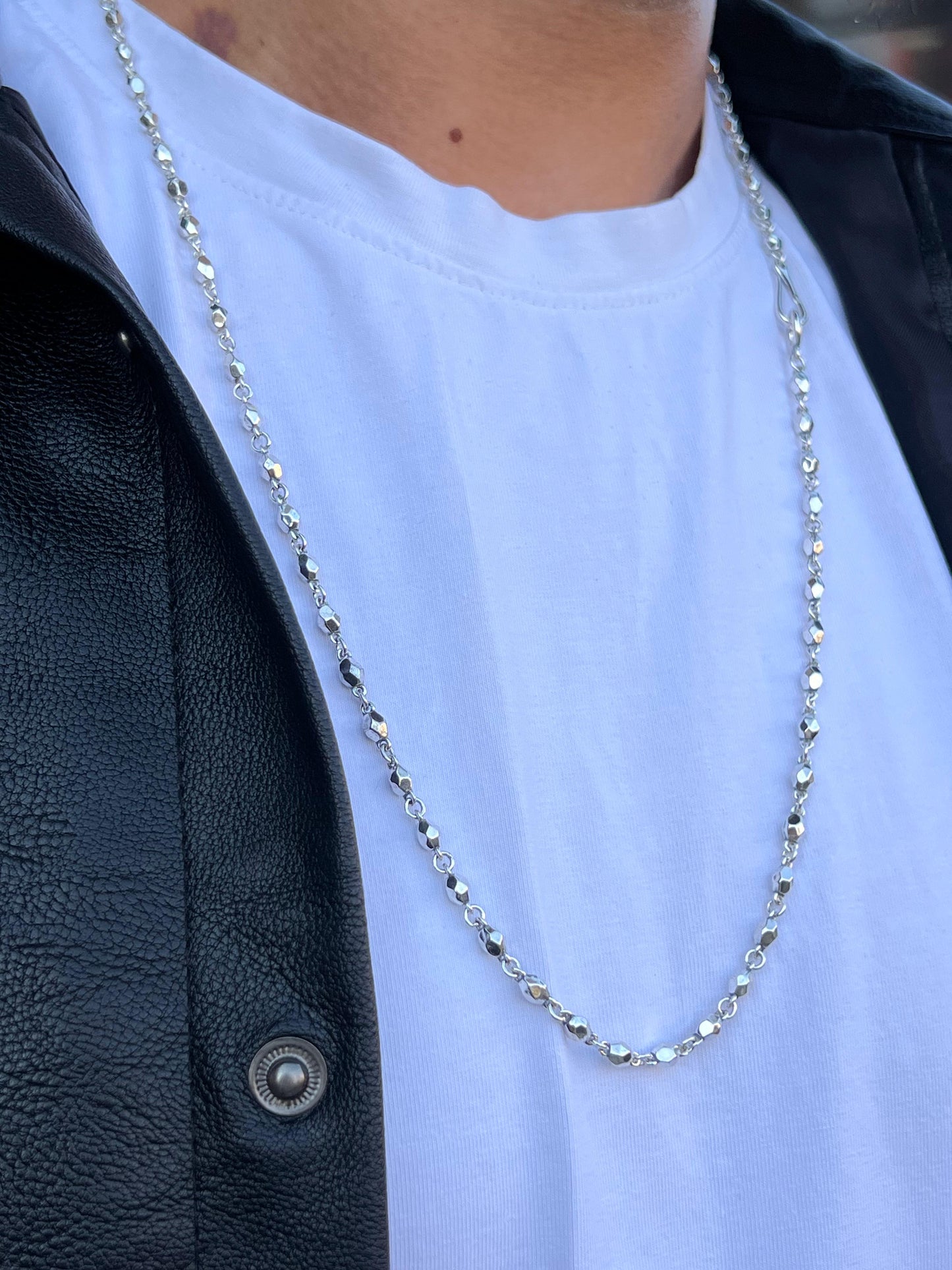 Diamond-cut bead Necklace Sterling Silver - 925-(68cm-5mm)