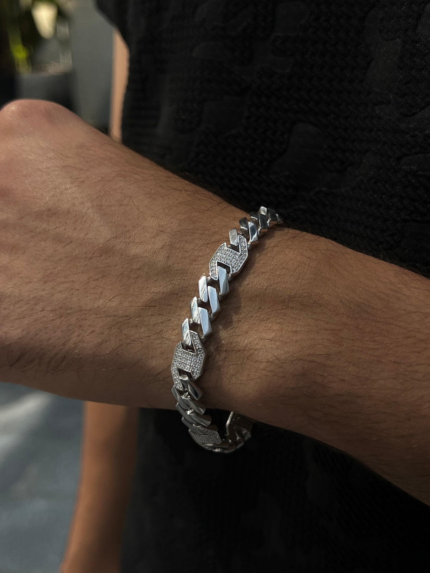 Sleek Iced Gangster Chain -Bracelet S925 Sterling Silver for men