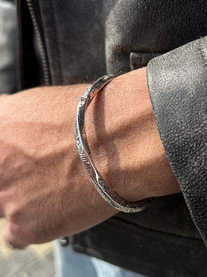 Twisted Heavy Handmade Nomad Bangle-Sterling Silver 925s