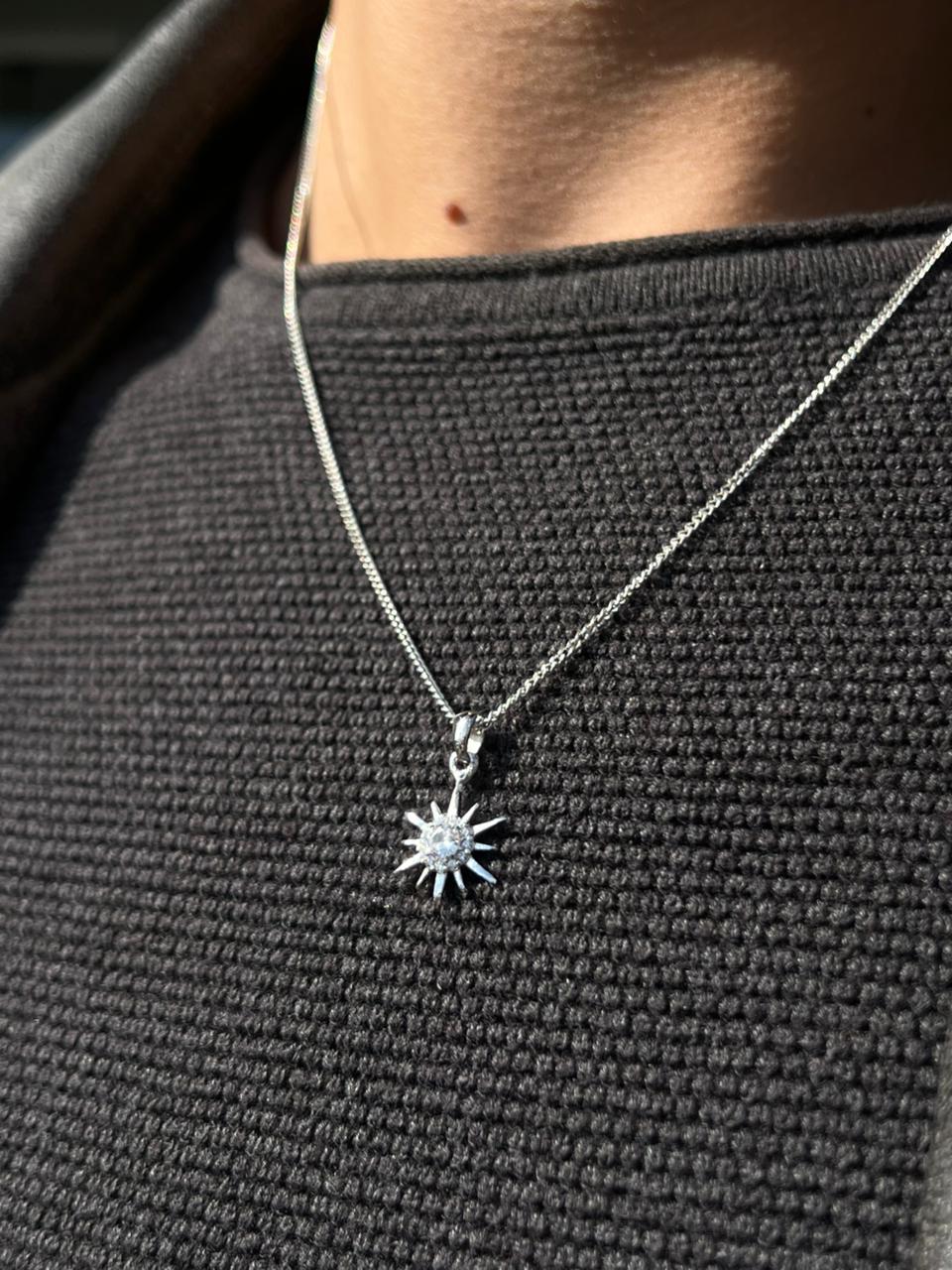 Sun Necklace for Men's Sterling Silver 925s