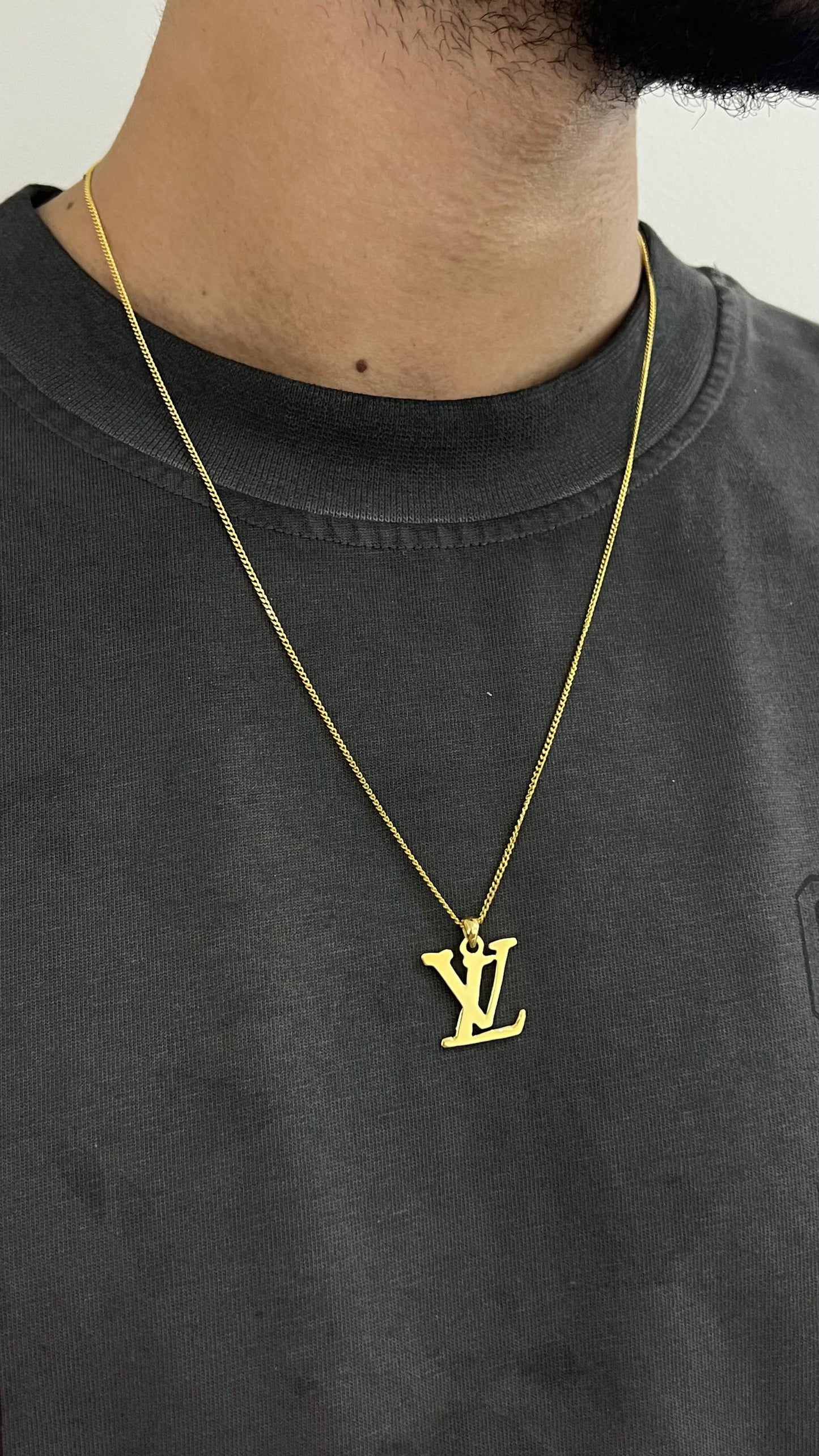 Gold plated LV Necklace for Men's Sterling Silver 925s