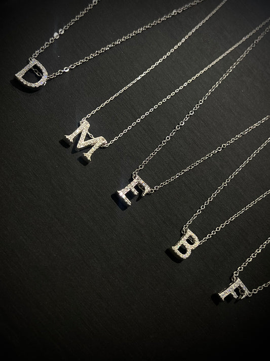 Sparkling Letter  Necklace -pure Silver S925
