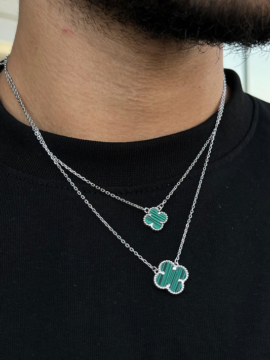 One Malachite vancleef Necklace for Men's Sterling Silver 925s